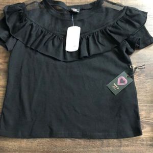 Girls blank top with mesh accent